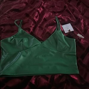 Green crop spaghetti  strap top size medium